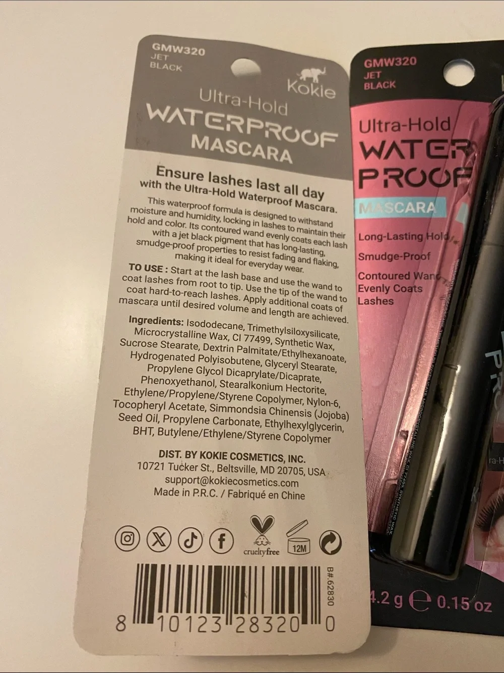 Kokie Ultra Hold Waterproof Mascara JET BLACK Set